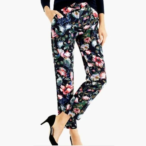 J.CREW TODAY EVERYDAY PULL ON EASY FLORAL PRINTED CREPE PANTS SIZE 4 - Picture 1 of 7